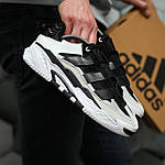 Чоловічі демісезонні кросівки Adidas Niteball (білі з чорним) стильні повсякденні кроси 1835 Адідас топ, фото 10