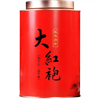 Чорний чай улун Да Хун Пао преміум у червоній банці 125 г, Елітний натуральний подарунковий чай із гір Уї