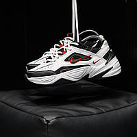 Мужские демисезонные кроссовки Nike M2K Tekno (белые с черными и красным) низкие стильные кроссовки 1379 Найк