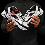 Чоловічі кросівки Nike M2K Tekno (білі з чорними та червоним) низькі стильні кросівки 1379 Найк топ, фото 5