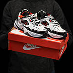 Чоловічі кросівки Nike M2K Tekno (білі з чорними та червоним) низькі стильні кросівки 1379 Найк топ, фото 6