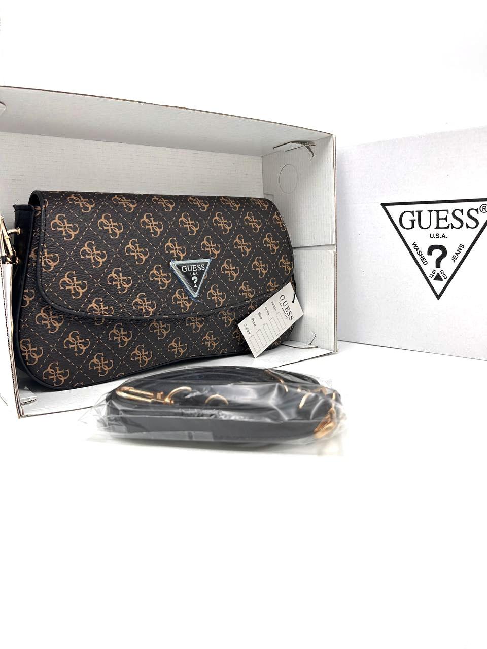 Сумка-багет жіноча Guess Cordelia Brown (коричнева) стильний подарунковий клатч шкіра з монограмою S80 топ