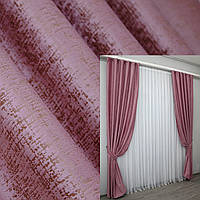 Комплект (2шт. 1,5х2,7м.) штор из ткани бархат. Цвет розовый с золотистым. Код 1126ш 30-943