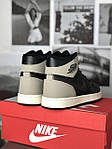 Чоловічі кросівки Nike Air Jordan 1 Retro High OG (чорні із сірим) стильні кроси 7454 Найк топ, фото 3
