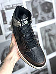 Чоловічі кросівки Nike Air Jordan 1 Retro High OG (чорні із сірим) стильні кроси 7454 Найк топ, фото 4