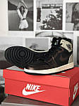 Чоловічі кросівки Nike Air Jordan 1 Retro High OG (чорні із сірим) стильні кроси 7454 Найк топ, фото 6