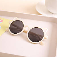Детские солнцезащитные очки от солнца с ушками для девочки от 2 до 10 лет_Кошка Молочный
