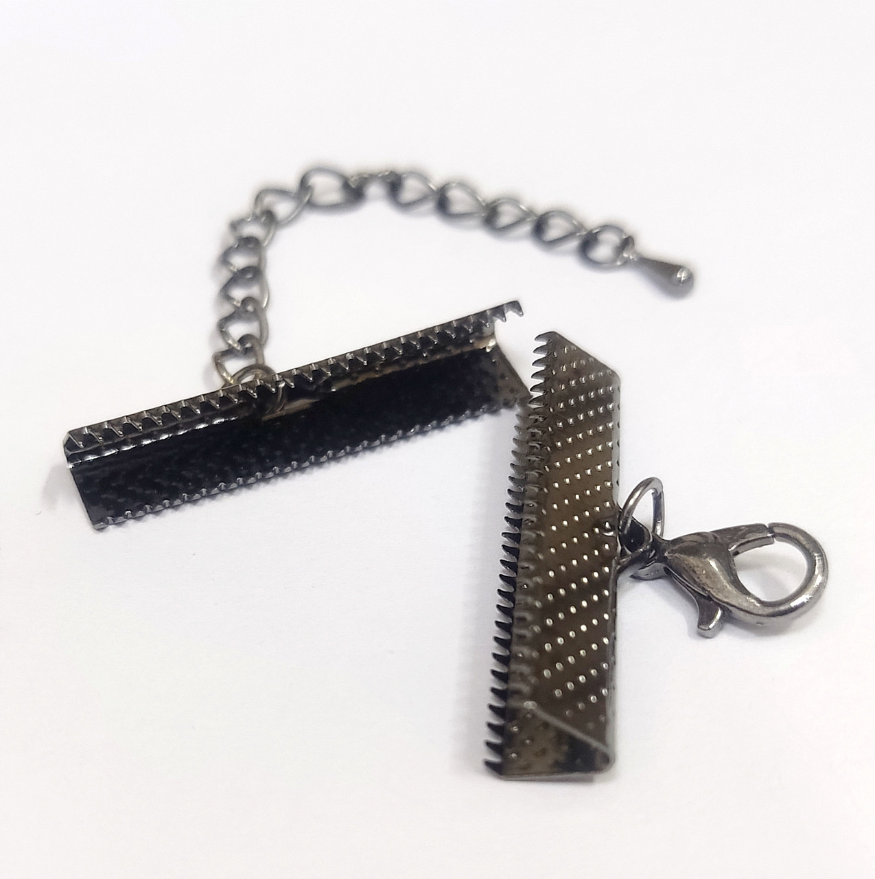 Фурнітура для браслета Finding Затискач-кінцівок для стрічок карабін подовжувач Воронена сталь 30 мм