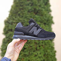 Женские демисезонные кроссовки New Balance 574 (черные) спортивные стильные кроссы 20846 Нью Беленс тренд