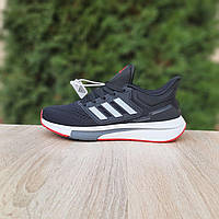 Мужские демисезонные кроссовки Adidas EQ 21 RUN (черные с красным) стильные повседневные кроссы 11094 Адидас