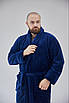 Халат чоловічий махровий теплий великих розмірів 1022 Темно синій (2XL - 5XL), фото 3