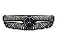 Решетка радиатора на Mercedes V-Class W447 2014-2019 года Black ( Diamond ) под камеру