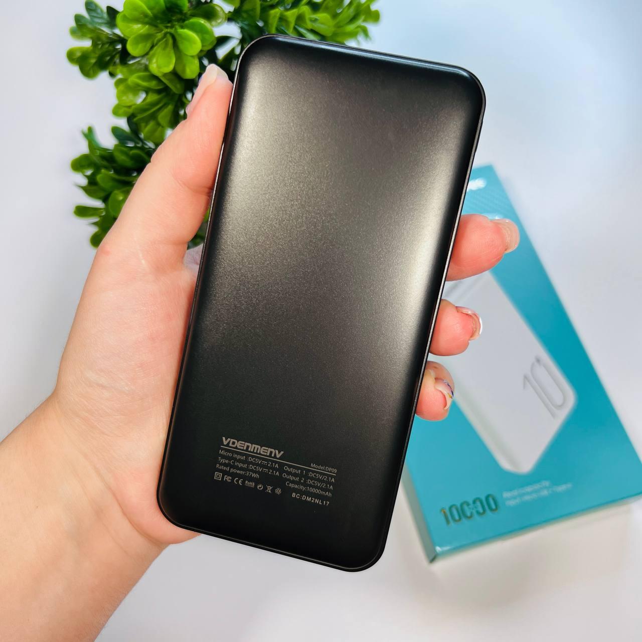 УМБ Denmen PowerBank 10000 mAh 2A 2USB, Потужний акумулятор для телефона переносної з індикатором заряду tac