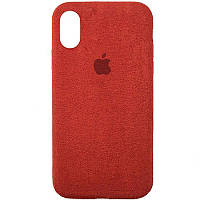 Чехол Alcantara на iPhone XSMAX FULL PREMIUM QUALITY Красный