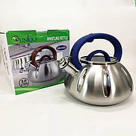 Чайник з нержавійки з бакелітовою ручкою Unique, Електрочайник зі свистком, Гарний чайник для плити GL-44