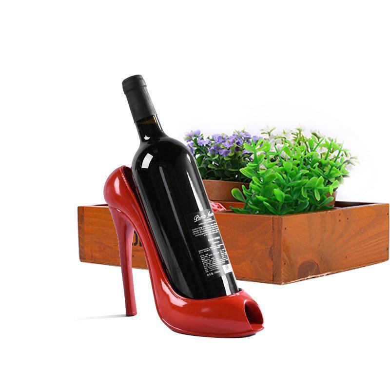 Креативная подставка держатель для вина в виде красной туфли на высоком каблуке - фото 1 - id-p2076516795