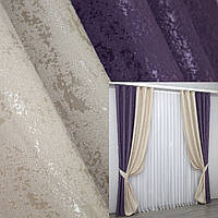 Уценка! Комбинированные (2шт. 1,5х2,7м.) шторы, лен. Цвет фиолетовый с бежевым. Код 014дк (1178-1174ш) 19-008
