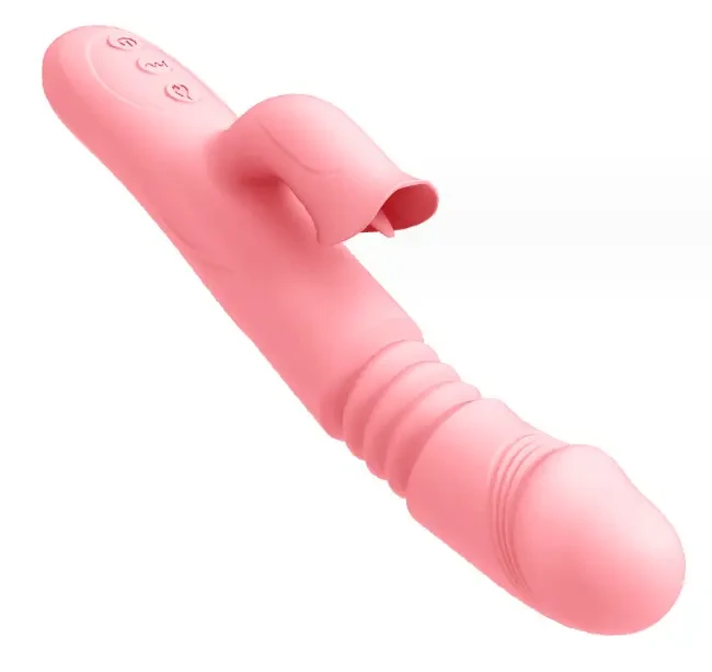 Фалоімітатор вібратор з головкою і підігрівом, що рухається, вібратор з вібро язичком