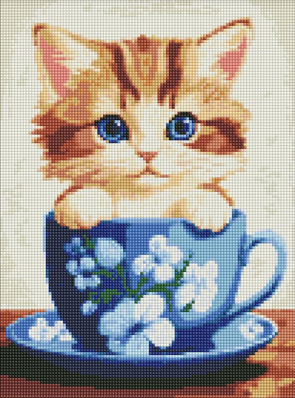 Алмазна мозаїка Бешкетне кошеня з голограмними стразами art_selena_ua 30х40 Ідейка (AMO7782)