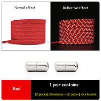 Шнурки эластичные рефлективные без завязок ленивые резиновые на замочках фиксаторах плоские 8 - Червоні