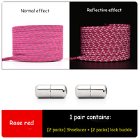 Шнурки эластичные рефлективные без завязок ленивые резиновые на замочках фиксаторах плоские 9 - Рожеві