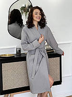 Топ! Женский Подарочный набор COSY Халат-кимоно длинный с полотенцем Серый в коробке