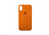 Чехол Alcantara на iPhone X-XS FULL PREMIUM QUALITY Оранжевый
