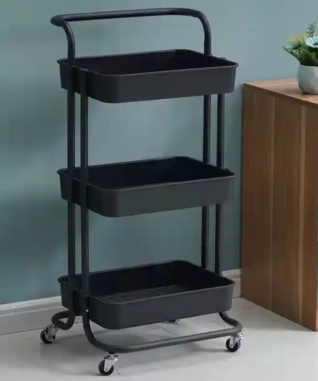 Етажерка універсальна складана 2 полиці на коліщатках 43*36*48 см Stenson WW01356 / Тумба косметолога, фото 1