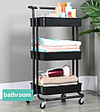 Етажерка універсальна складана 2 полиці на коліщатках 43*36*48 см Stenson WW01356 / Тумба косметолога, фото 4