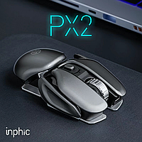 Мышь INPHIC PX2 беспроводная с подключением USB 2.4ГГц, аккумулятором и 1600 DPI, gray