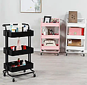 Етажерка універсальна складана 2 полиці на коліщатках 43*36*48 см Stenson WW01356 / Тумба косметолога, фото 10