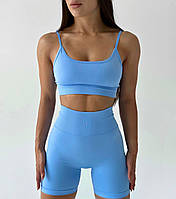 Модный удобный женский фитнес-комплект с Push-Up эффектом цвет Голубой