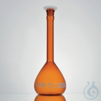 LLG-Мірні колби 500 мл, боро 3,3, янтарний, кл.А, номінальний діаметр 19/26, поліетиленова пробка з білою шкалою, 2 шт/пак, фото 1