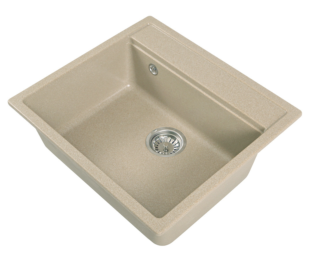 Кам'яна гранітна плита, мийка бежевого кольору зі штучного каменю для кухні квадратна врізна