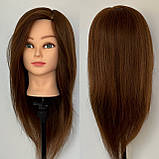 Манекен голова з натуральним волоссям навчальна манікен для зачісок маникен перукарська, фото 2