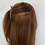 Манекен голова з натуральним волоссям навчальна манікен для зачісок маникен перукарська, фото 3