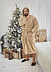 Халат чоловічий махровий з капюшоном теплий (S-5XL) 1024 Бежевий, фото 7