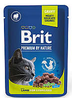 Brit Premium Cat pouch 100г *24шт паучи для стерилизованных кошек (ягненок в соусе)