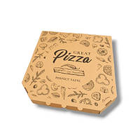 Коробка для пиццы с лого 35см, Бурая (100шт) 350*350*40