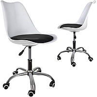 Кресло офисное на колесах компьютерный стул на колесиках Malatec 16429 Белое с черным