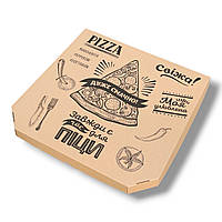 Коробка для пиццы с лого 50см, Бурая (50шт) 500*500*40