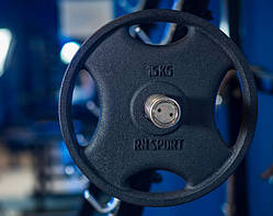 Млинець RN-Sport 15 кг Ø 51 мм для штанги з Quatro хватом. Чорний