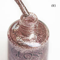 Лак для ногтей розовое золото с блестками Lacquer Nail Polish GLOSS 013, 11 мл