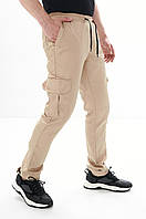 Мужские спортивные штаны Карго весенние осенние бежевые Брюки демисезонные с карманами