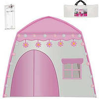 Палатка детская игровая Kruzzel с гирляндой розовая