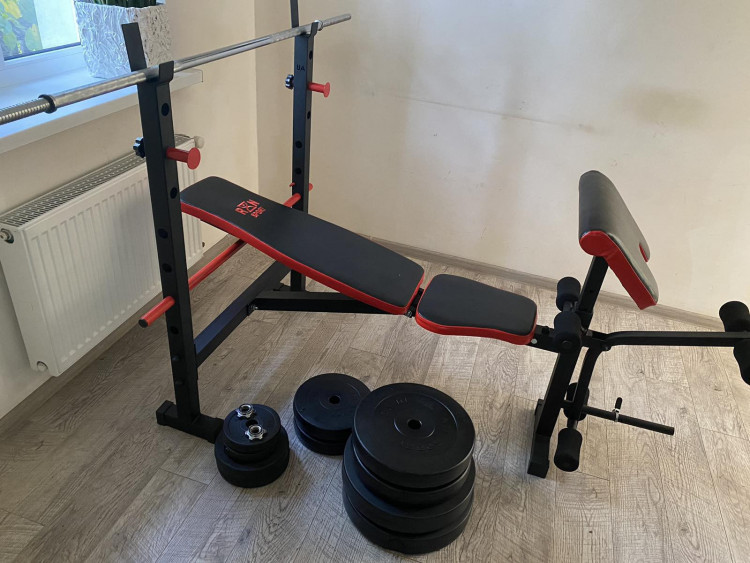 Лава для жиму ReadMeBlack + 4 грифи, 100 кг дисків RN-Sport