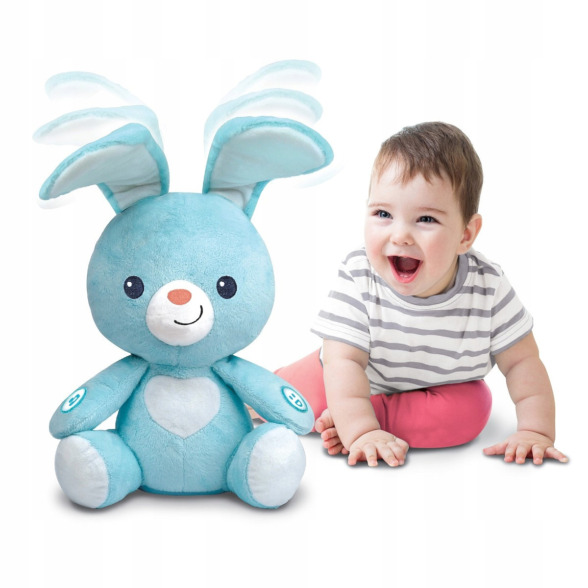 М'яка інтерактивна іграшка Зайчик WinFun (висота 32см, музика, звук, пісні, сенсорний, рухливі вушка)0195-01