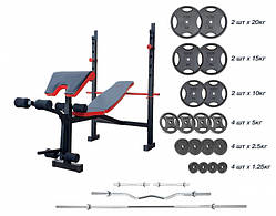 Лава з приставкою Скота ReadMeBlack + 125 кг дисків + 4 грифи RN-Sport
