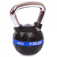Гиря PU з хромованою ручкою Кросфіт Zelart FI-1973-10 10 кг (PU, чорний)