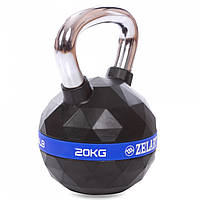 Гиря PU з хромованою ручкою Кросфіт Zelart FI-1973-20 20 кг (PU, чорний)